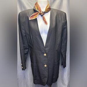 Cervelle Vintage 80s Cervelle Women's No Collar Plunging Neckline Blazer Size L